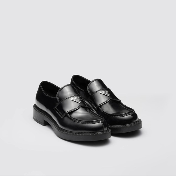 PRADA brushed black leather slip on loafers - Picture 10 of 10